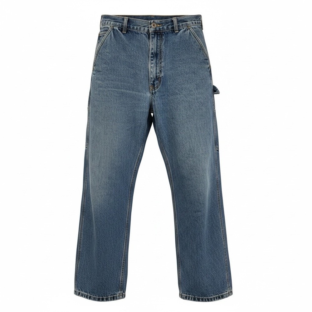 RK Brand Carpenter Cargo Jeans Mens Size 34X29 Blue Straight Leg Workwear